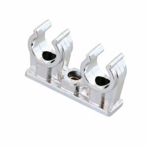 PUTKIKIINNIKE 10MM KAHDELLE PUTKELLE, MUOVIA,KROMATTU